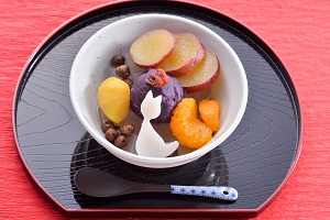 船橋屋のお芋のあんみつ にゃらんバージョン